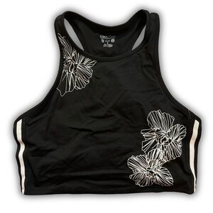 NWT | Calvin Klein | Floral Cropped Tank Top Sports Bra Black | Size:M